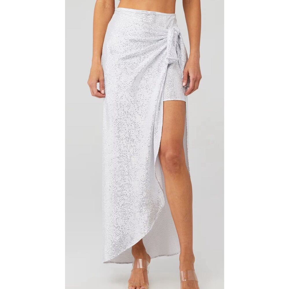 Show Me Your Mumu Silver Wrap Me Up Skirt, White Confetti, Prom, Party NWT XS